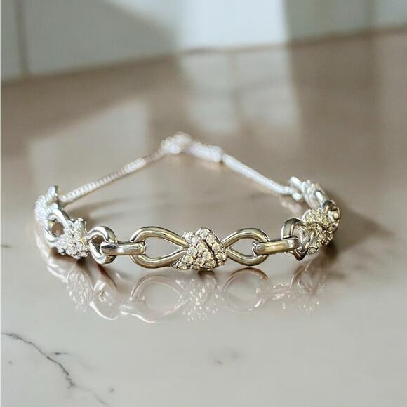 FANCIME Infinity Solid Sterling Silver  Cubic Zirconia  Adjustable Bolo Bracelet - Picture 3 of 8